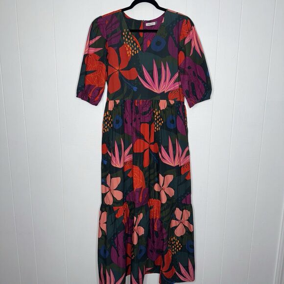 Maude Vivante Women’s Floral Tiered Maxi Dress Boho Size Medium - Picture 1 of 7